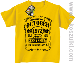 Legends were born in October Aged Perfectly Life Begins - z własną personalizacją - koszulka dziecięca żółta