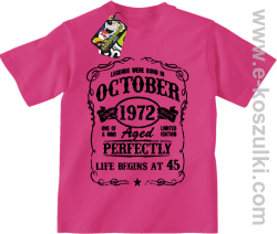 Legends were born in October Aged Perfectly Life Begins - z własną personalizacją - koszulka dziecięca różowa