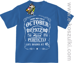 Legends were born in October Aged Perfectly Life Begins - z własną personalizacją - koszulka dziecięca niebieska