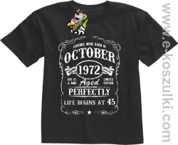 Legends were born in October Aged Perfectly Life Begins - z własną personalizacją - koszulka dziecięca czarna