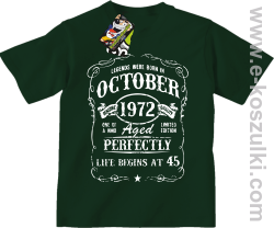 Legends were born in October Aged Perfectly Life Begins - z własną personalizacją - koszulka dziecięca butelkowa