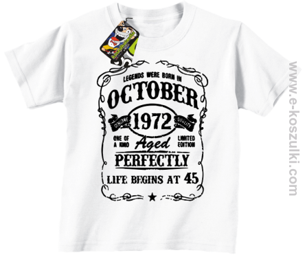 Legends were born in October Aged Perfectly Life Begins - z własną personalizacją - koszulka dziecięca biała