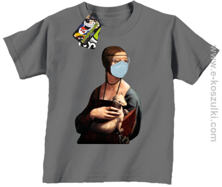 Dama z Gronostajem w okresie pandemii koronawirusa - koszulka dziecięca 