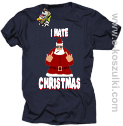 I hate Christmas Fu#k All Santa Claus - koszulka męska granatowa