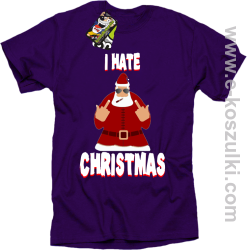 I hate Christmas Fu#k All Santa Claus - koszulka męska fioletowa