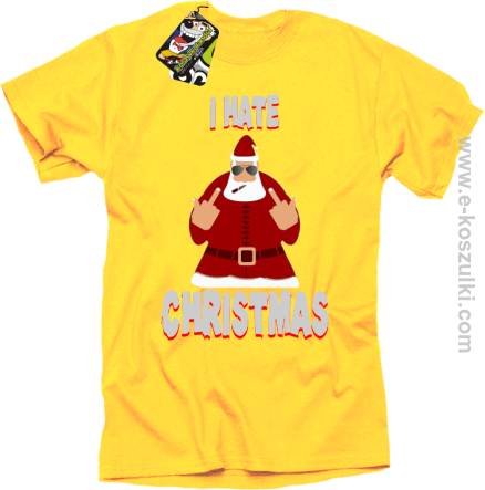 I hate Christmas Fu#k All Santa Claus - koszulka męska żółta