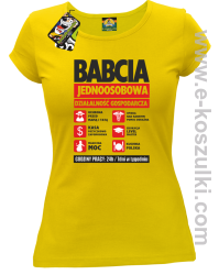 BABCIA - Jednoosobowa działalność gospodarcza - koszulka damska taliowana żółta