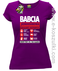 BABCIA - Jednoosobowa działalność gospodarcza - koszulka damska taliowana fioletowa