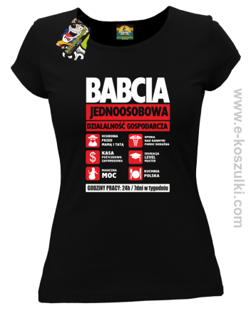 BABCIA - Jednoosobowa działalność gospodarcza - koszulka damska taliowana czarna