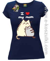 I love my Mom Two Sweety Cats - koszulka damska taliowana granatowa