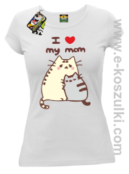 I love my Mom Two Sweety Cats - koszulka damska taliowana biała