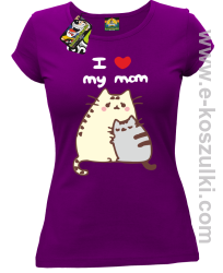 I love my Mom Two Sweety Cats - koszulka damska taliowana fioletowa