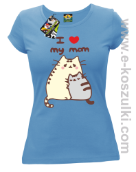 I love my Mom Two Sweety Cats - koszulka damska taliowana błękitna