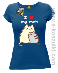 I love my Mom Two Sweety Cats - koszulka damska taliowana niebieska