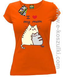I love my Mom Two Sweety Cats - koszulka damska taliowana pomarańczowa