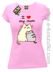 I love my Mom Two Sweety Cats - koszulka damska taliowana różowa