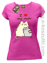 I love my Mom Two Sweety Cats - koszulka damska taliowana fuksja