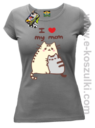I love my Mom Two Sweety Cats - koszulka damska taliowana szara