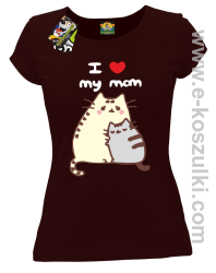 I love my Mom Two Sweety Cats - koszulka damska taliowana brązowa
