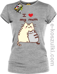 I love my Mom Two Sweety Cats - koszulka damska taliowana melanż 