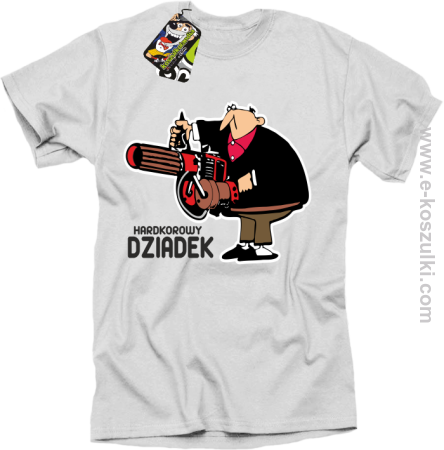 Hardkorowy Dziadek z karabinem maszynowym - koszulka męska