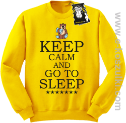 Keep calm and go to sleep - ciepła bluza z nadrukiem bez kaptura żółta