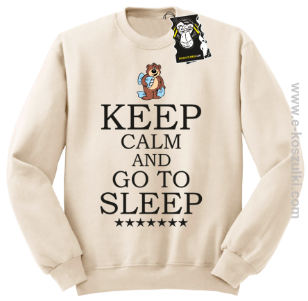 Keep calm and go to sleep - ciepła bluza z nadrukiem bez kaptura beżowa