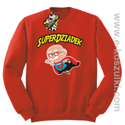 SUPER DZIADEK Animowany z postacią - bluza męska bez kaptura STANDARD czerwona 