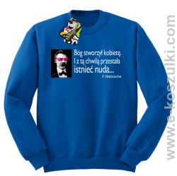 Bóg stworzył kobietę - bluza męska bez kaptura - niebieska
