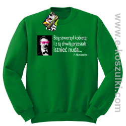 Bóg stworzył kobietę - bluza męska bez kaptura - zielona