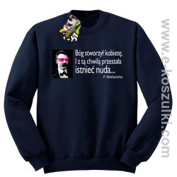 Bóg stworzył kobietę - bluza męska bez kaptura - granatowa