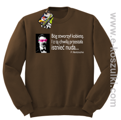 Bóg stworzył kobietę - bluza męska bez kaptura - brązowa