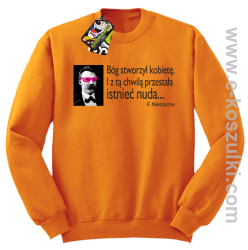 Bóg stworzył kobietę - bluza męska bez kaptura - pomarańczowa