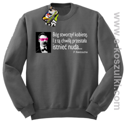 Bóg stworzył kobietę - bluza męska bez kaptura - szara