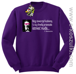 Bóg stworzył kobietę - bluza męska bez kaptura - fioletowa
