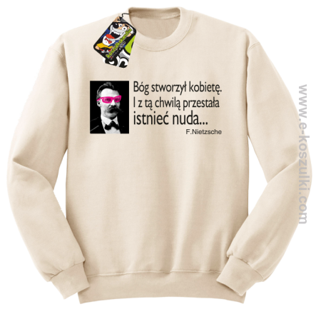 Bóg stworzył kobietę - bluza męska bez kaptura - beżowa