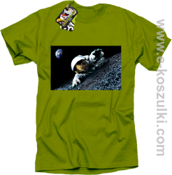 Kosmonauta na księżycu - koszulka męska kiwi