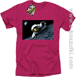 Kosmonauta na księżycu - koszulka męska różowa