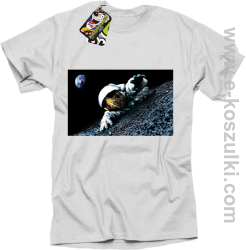 Kosmonauta na księżycu - koszulka męska biała