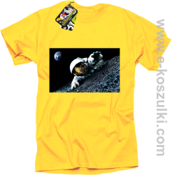 Kosmonauta na księżycu - koszulka męska żółta