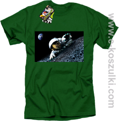 Kosmonauta na księżycu - koszulka męska zielona