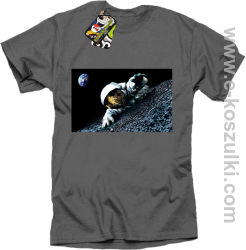 Kosmonauta na księżycu - koszulka męska szara