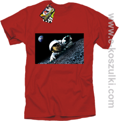 Kosmonauta na księżycu - koszulka męska czerwona