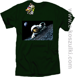 Kosmonauta na księżycu - koszulka męska butelkowy zielony