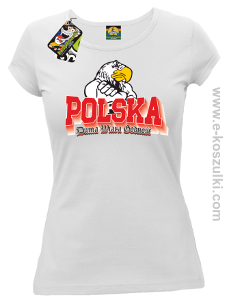 POLSKA DUMA WIARA GODNOŚĆ - koszulka damska patriotyczna