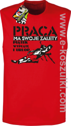 Praca ma swoje zalety piątek wypłatę i urlop - bezrękawnik męski czerwony