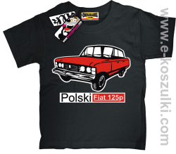 Duży Fiat 125p koszulka dziecięca - czarny
