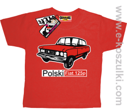 Duży Fiat 125p koszulka dziecięca - czerwony