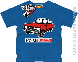 Duży Fiat 125p koszulka dziecięca - niebieski