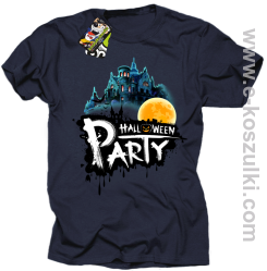 Halloween Party Moon Castle - koszulka męska granatowa